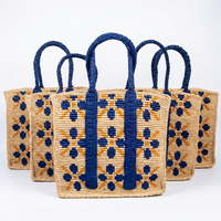 Sac fourre-tout bohème au crochet avec broderie géométrique et poignées orange – Sac à main décontracté pour femme, usage quotidien