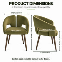 Fauteuil de salle à manger rembourré DM, OEM ODM, couleur et dimensions personnalisables, dossier découpé, chaise en velours pour projets hôteliers et de restaurants