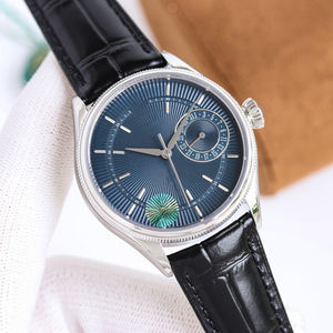 Montre chronographe sport de luxe, boîtier en acier inoxydable, bracelet en cuir de vache, résistante à l'eau 20 BAR, mouvement mécanique - Product Image 1