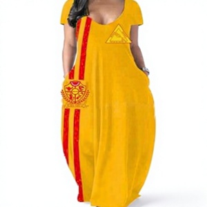 Vestido Rojo Dorado Personalizado Phi Delta Kappa, Estilo Bohemio con Tirantes, Estampado Digital, Sin Mangas, Vestido Largo de Verano para Mujer, Cuello en V, NSPDK <span class=keywords><strong>1923</strong></span> - Product Image 1