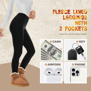 High Waisted Cropped Leggings Fleece Lined Soft <b>Tummy</b> <b>Control</b> Yoga Pants Women's Autumn Winter Warm Wear - Product Image 2