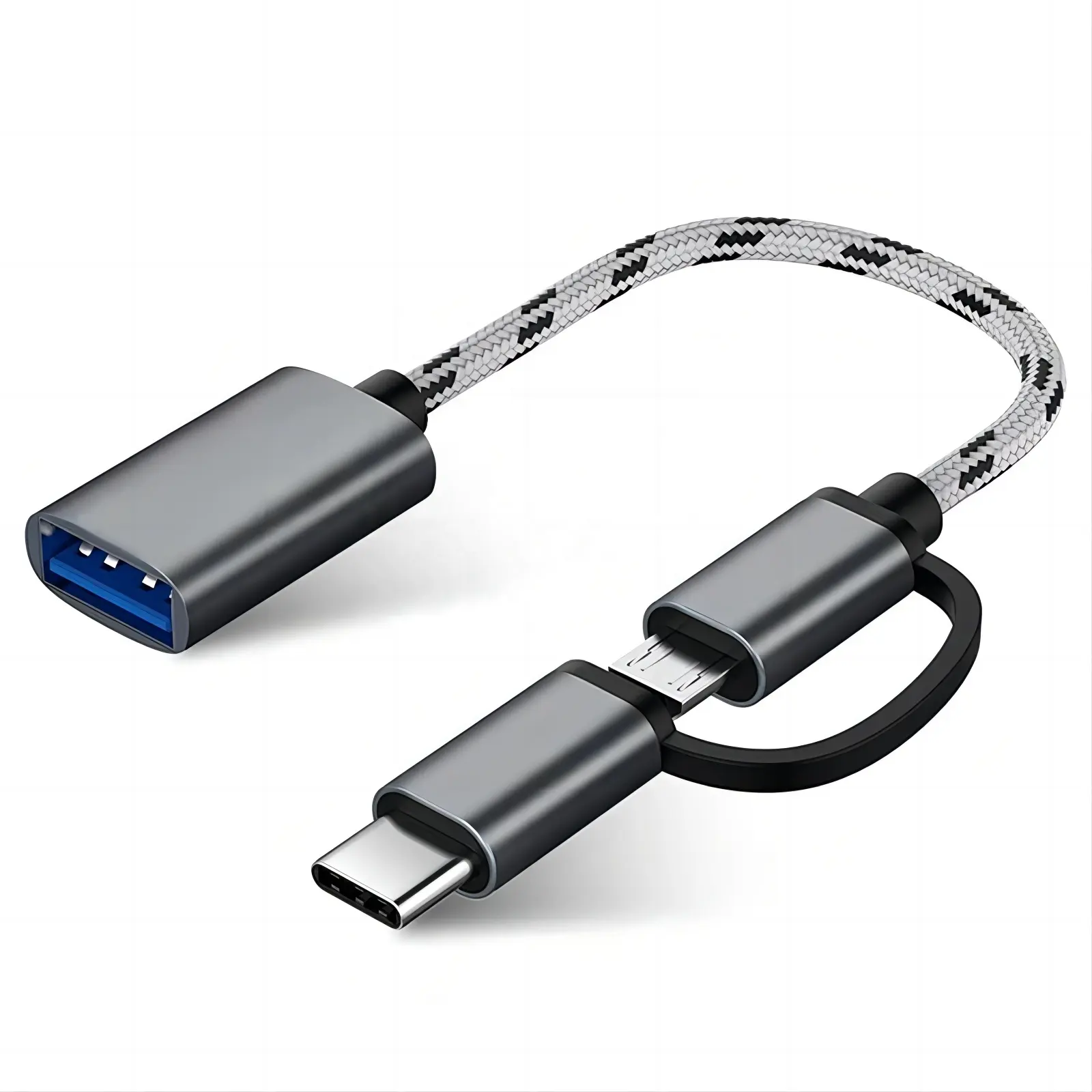 Phone Adapter 2 In 1 OTG Adapter Cable Micro USB Type C USB C To USB 2.0 OTG Adapter Cable