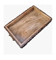 Plateau en bois artisanal haut de gamme, décoratif, pour service et présentation, idéal pour la maison, la table à manger, le comptoir à café, l'entrée et la collection.