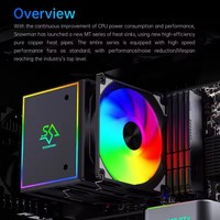 Refroidisseur de processeur SNOWMAN MT660 pour PC, refroidissement du processeur, 6 caloducs, ARGB blanc, ventilateur de refroidissement du processeur avec un volume d'air élevé et un faible niveau sonore