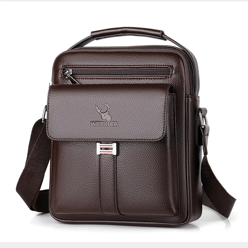حقيبة كروس رجالي بتصميم كلاسيكي جودة عالية حقيبة ساعي البريد من WEIXIER جلدية PU حقيبة للسفر وللعمل