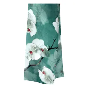 Vendita all'ingrosso vintage tessuto kimono-Kimono in pura seta di gelso con stampa digitale in chiffon di seta stile europeo fiore Vintage 8mm
