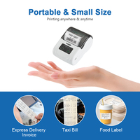 Imprimante thermique compacte portable mini 58 mm pour reçus et étiquettes de codes-barres, 1500 mAh, fonctionnement continu 8h, USB BT