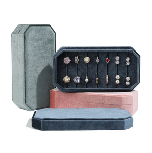 Customized Logo Luxury Velvet Earring Ring <b>Jewelry</b> Box Multiple Rings <b>Jewelry</b> Display <b>Tray</b> Packaging Storage Box - Product Image 1