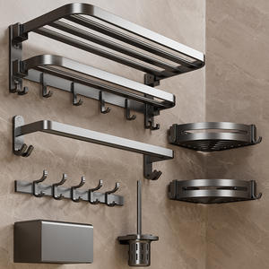 Modern Gun Grey Aluminum Toalheiro Banho Integrado Hanger WC Six-Piece Acessórios Do Banheiro Set - Product Image 1