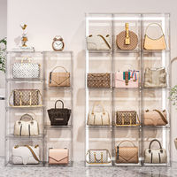 Boîte de présentation pliable classique en acrylique pour poupées, figurines, peluches, rangement transparent, étagère à plusieurs niveaux