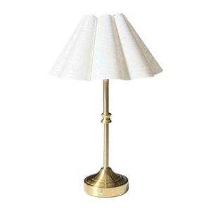 Lámpara de Mesa Inalámbrica de Metal Dorado de Lujo, Pantalla de Tela Reemplazable, LED Recargable, Flexible, Simple, Regulable - Product Image 1