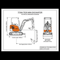 Mini-excavatrice TITAN haute efficacité 2T, moteur Laidong 385, 18,1 kW, faible consommation de carburant