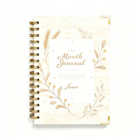 Carnet de notes personnalisable à spirale, imprimé floral, journal esthétique à fleurs pour étudiants et écoliers