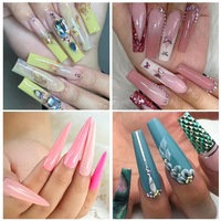 Vente chaude 240 pièces/boîte amande Design doux Gel ongles conseils naturel clair carré pour acrylique ongles produit
