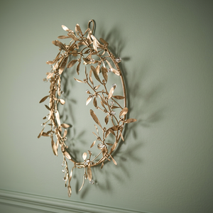 Guirnalda Ovalada de Metal Rústico con Hojas, Flores Decorativas Hechas a Mano, Adorno Navideño para Colgar en la Pared, Pieza Individual - Product Image 3