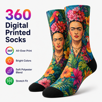Chaussettes imprimées numériquement à 360°, design de personnes célèbres du monde, imprimé intégral, chaussettes mi-mollet en polyester doux, sublimation, fournisseur OEM en gros