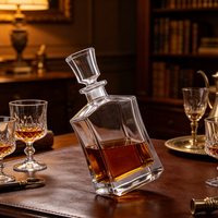 Bouteille de whisky en verre avec bouchon géométrique hermétique pour vin, bourbon, brandy, liqueur, jus, eau – Offre Spéciale