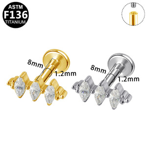 <b>Titanium</b> Beauty Flower Shape Zircon <b>Stud</b> Earrings For Ear Cartilage And Lip Piercing ASTM F136 <b>Titanium</b> Alloy Jewelry - Product Image 5