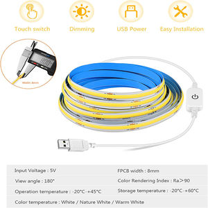 5V COB Led Strip <strong>Lights</strong> <strong>for</strong> <strong>TV</strong> Led Backlight Monitor <strong>TV</strong> <strong>Behind</strong> <strong>Light</strong> USB Powered Warm White Cool white Color with Touch Dimmer - Product Image 3