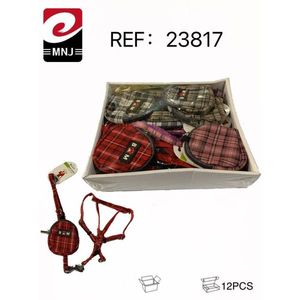 Set Guinzaglio per Cani Mnj con Design a Quadri, 12 Pezzi con Imbracatura e Guinzaglio per Animali Domestici - Product Image 3