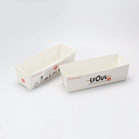 Boîte rectangulaire en papier kraft blanc écologique, résistante à l'huile, non pliable, pour hot-dogs, pâtisseries, plats à emporter, avec logo personnalisé
