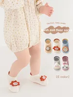 25 paires de chaussettes pour bébé, tout-petit et enfant en bas âge, en coton fin, sans couture, motif animal de dessin animé, antidérapantes, en maille, emballées individuellement