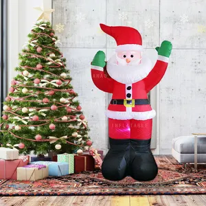 流行充气圣诞老人带背部礼物红色可爱充气举手圣诞老人圣诞装饰