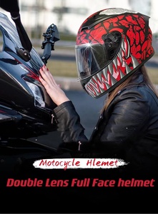 Vente en gros certifié Dot unique Safe Crash Personnalité unisexe Casque <span class=keywords><strong>Venom</strong></span> à double lentille Casque intégral pour motos - Product Image 2