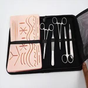 Kit preto de ferramenta de sutura de etiqueta privada com sutura extra grande | modelo de pele prática cirúrgica de pissco instrumentos