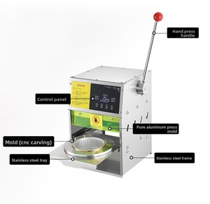 Manual Rectangle Stainless Steel <strong>Aluminium</strong> <strong>Container</strong> Sealers 200ml Full-Specification Foil Sealing Special-Shaped Boxes Food - Product Image 2