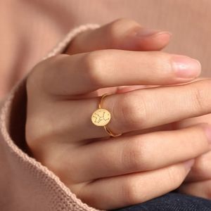 Anillos de Acero Inoxidable con Signos del Zodiaco para Mujer: Piscis, Aries, Tauro, Géminis, Cáncer, <span class=keywords><strong>Leo</strong></span>, Virgo, Libra, Escorpio, Sagitario, <span class=keywords><strong>Capricornio</strong></span>, Acuario - Product Image 5