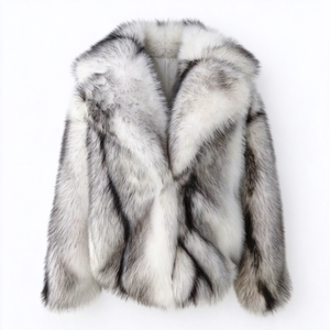 <span class=keywords><strong>Cappotto</strong></span> in Finta <span class=keywords><strong>Pelliccia</strong></span> Sfumato Bianco-<span class=keywords><strong>Grigio</strong></span> per Donna, Giacca Corta Morbida con Collo a Scialle, Lussuoso Capospalla Invernale Personalizzabile OEM ODM - Product Image 1