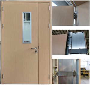 Puertas Interiores de Acero con Panel de Visión de Vidrio, Resistentes al Agua, con Acabado de Madera, para Escuelas, Aulas, Apartamentos, Hospitales y Hoteles - Product Image 2