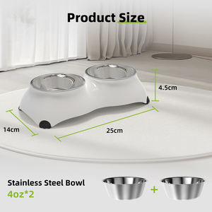 Gamelle double grande taille pour chiens, écologique, personnalisée, en mélamine, motif uni, antidérapante, moderne, arrondie, pour l'intérieur - Product Image 6