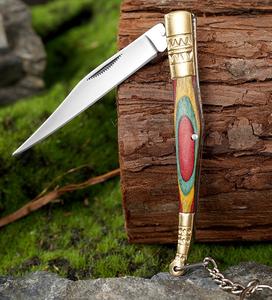 Navaja Plegable de Madera de Colores Estilo Tibetano con Llavero de Acero Inoxidable para Camping, EDC y Frutas (Dropshipping Shopify) - Product Image 6