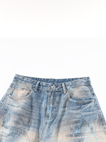 Jean en denim bleu super ample pour homme, coupe décontractée, jambe large, extensible, délavé à l'acide, respirant