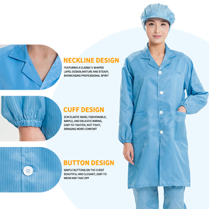電子ラボコート静電気防止服サンシャイン<span class=keywords><strong>Esd</strong></span>ワーク衣類クリーンルーム静的消失型<span class=keywords><strong>Esd</strong></span>スモック - Product Image 2