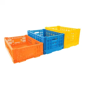 high-quality customizable size with cover fruit /vegetable packaging Vented Foldable Crate for Storage shipment