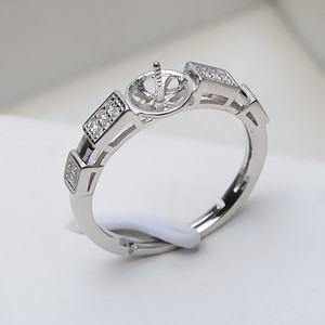 Anneau en argent S925 fait à la main, style euro-américain, cache-bague, accessoires de bijouterie DIY pour femmes coréennes, porte-bague vide pour perle de 7-8 mm - Product Image 3