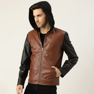 แจ็กเก็ตหนังผู้ชายแบบมีสไตล์คอตั้งสำหรับฤดูหนาวแจ็กเก็ตมอเตอร์ไซค์สไตล์ไฮสตรีทใหม่ - Product Image 1