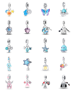 Pendentif Breloque DIY en Perles Plaqué Argent avec Zircon Forme Cœur Taillé Rose, Motif Chouette et Écureuil <span class=keywords><strong>Feuille</strong></span> d'Érable d'Automne - Product Image 2