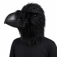 Masque de cosplay d'oiseau en latex Black Raven, masque intégral avec bec long, fourrure noire, yeux réalistes, thème amusant et original, pour adultes, fêtes de Pâques