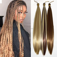 Extensions de cheveux raides de 22 pouces pour tresses, queues de cheval lisses, mèches de cheveux synthétiques doux ombrés pour femmes