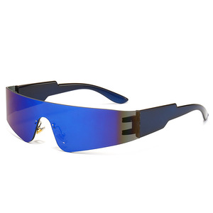 Gafas de Sol Y2K Personalizadas de Fábrica con Lentes UV400 para Mujer, Montura de PC Blanca y Azul, Estilo Deportivo y Moderno, Venta al Por Mayor Transfronteriza - Product Image 2