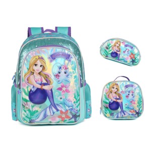 Sac <span class=keywords><strong>à</strong></span> dos scolaire dessin animé en gros sac <span class=keywords><strong>à</strong></span> dos pour enfants <span class=keywords><strong>licorne</strong></span> sirène sac d'école 3 en 1 pour enfants avec sac <span class=keywords><strong>à</strong></span> lunch pour les filles - Product Image 1