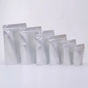 Sellado térmico a prueba de olores, bolsa de papel de aluminio plateado de grado alimenticio, bolsas de Mylar con cierre de 3 lados
