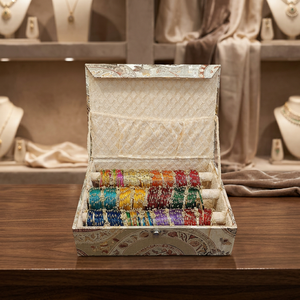 Ensemble de bracelets multicolores en verre serti, prêt pour l'affichage en showroom, ton or, style Ghungroo Kadas du Cachemire, lot de 144 Chudiyan en verre avec doublure B - Product Image 3