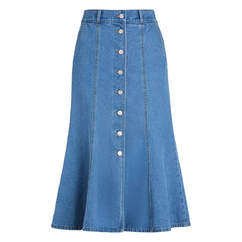 High Waist Soft Denim Summer Mermaid Woman Long Skirt Wholesale Long Jeans Denim Skirt For Women Ladies