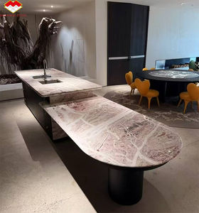 لوحة خلفية جدارية من الرخام الوردي الفاخر ، أثاث منزلي من الرخام الوردي المخصص ، أثاث منزلي للجزيرة - Product Image 1