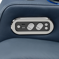 Canapé deux places moderne en cuir véritable avec fauteuils inclinables électriques en bois, mousse à mémoire de forme, chargeur USB et porte-gobelets LED pour salon et maison